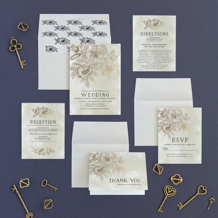 Wedding Etching FoilPressed Wedding Invitations by Chris Griffith Minted