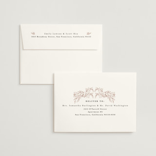 This is a blush foil stamped wedding invitations with foil pressed by Hannah Williams called foil botanical frame printing on signature in standard