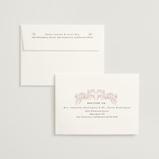 This is a lace foil stamped wedding invitations with foil pressed by Hannah Williams called foil botanical frame printing on signature in standard