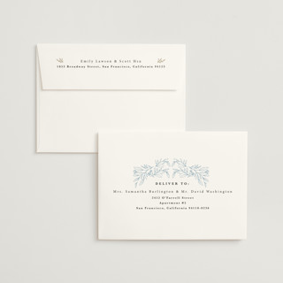 This is a mist foil stamped wedding invitations with foil pressed by Hannah Williams called foil botanical frame printing on signature in standard