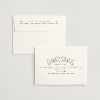 This is a twilight foil stamped wedding invitations with foil pressed by Hannah Williams called foil botanical frame printing on signature in standard