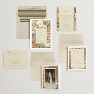 This is a sherbert foil stamped wedding invitations with foil pressed by Leah Bisch called in the garden printing on signature in standard