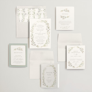 This is a snowdrop foil stamped wedding invitations with foil pressed by Erin L. Wilson called meadow printing on signature in standard