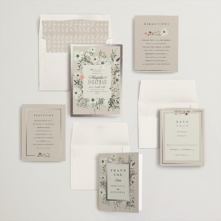 This is a dove foil stamped wedding invitations with foil pressed by Hannah Williams called blue garden printing on signature in standard