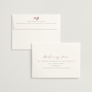 This is a blush foil stamped wedding invitations with foil pressed by Leah Bisch called floral border printing on signature in standard