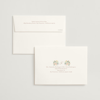 This is a latte foil stamped wedding invitations with foil pressed by Jennifer Wick called esther's garden printing on signature in standard