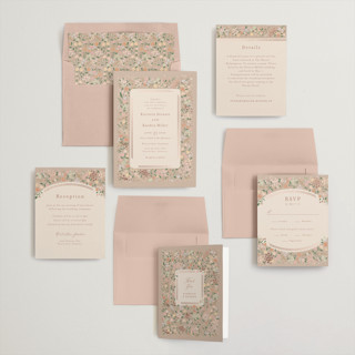 This is a latte foil stamped wedding invitations with foil pressed by Jennifer Wick called esther's garden printing on signature in standard