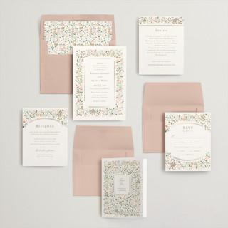 This is a lily foil stamped wedding invitations with foil pressed by Jennifer Wick called esther's garden printing on signature in standard