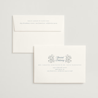 This is a lagoon foil stamped wedding invitations with foil pressed by Ana de Sousa called regency grace printing on signature in standard