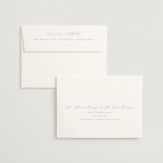 This is a lavender foil stamped wedding invitations with foil pressed by Kristie Kern called storybook garden printing on signature in standard