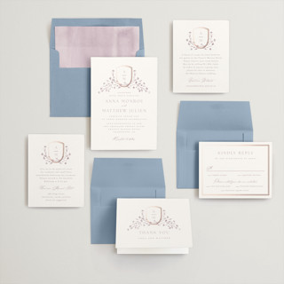 This is a lavender foil stamped wedding invitations with foil pressed by Kristie Kern called storybook garden printing on signature in standard