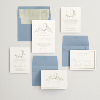 This is a leaf foil stamped wedding invitations with foil pressed by Kristie Kern called storybook garden printing on signature in standard