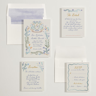 This is a cornflower foil stamped wedding invitations with foil pressed by Maja Cunningham called chantilly printing on signature in standard