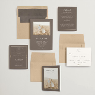 This is a almond foil stamped wedding invitations with foil pressed by Robert and Stella called regent printing on signature in standard