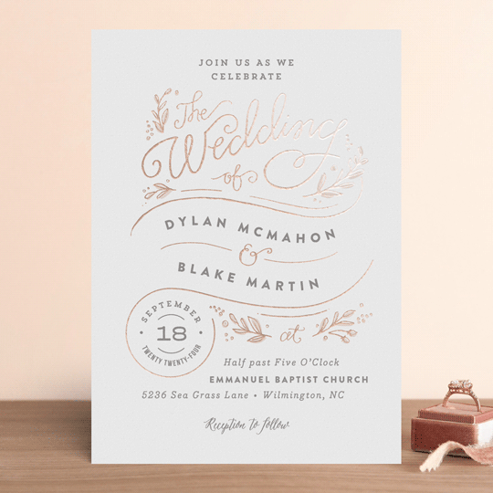 rolling names foil pressed wedding invitations by jennifer wick minted