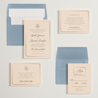 This is a peach foil stamped wedding invitations with foil pressed by chocomocacino called othellolagkage printing on signature in standard