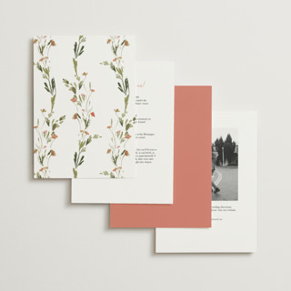 This is a rose quartz foil stamped wedding invitations with foil pressed by Lucrecia Caporale called coastal bloom printing on signature in standard