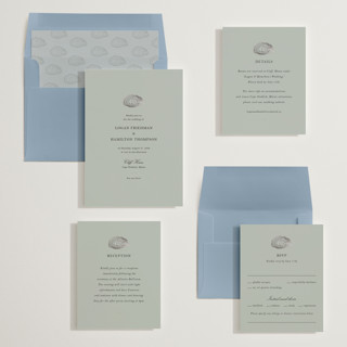 This is a fog foil stamped wedding invitations with foil pressed by Jennifer Lew called cove printing on signature in standard