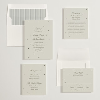 This is a fog foil stamped wedding invitations with foil pressed by Baumbirdy called pearls printing on signature in standard