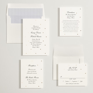 This is a coal foil stamped wedding invitations with foil pressed by Baumbirdy called pearls printing on signature in standard