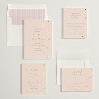 This is a cotton candy foil stamped wedding invitations with foil pressed by Baumbirdy called pearls printing on signature in standard