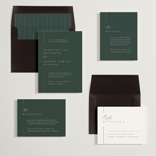 This is a evergreen foil stamped wedding invitations with foil pressed by Kelly Schmidt called london printing on signature in standard