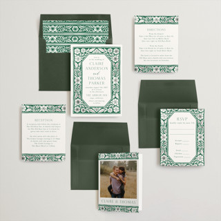 This is a jungle foil stamped wedding invitations with foil pressed by Katharine Watson called inlay frame printing on signature in standard