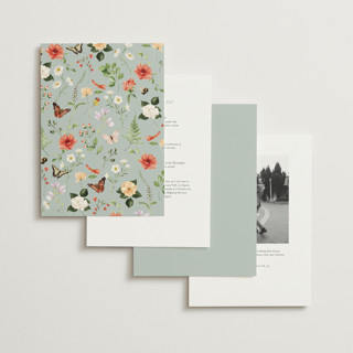 This is a mist foil stamped wedding invitations with foil pressed by Sarah Knight called fleur printing on signature in standard