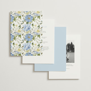 This is a azure foil stamped wedding invitations with foil pressed by Susan Moyal called timeless blooms printing on signature in standard