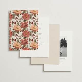 This is a mahogany foil stamped wedding invitations with foil pressed by Susan Moyal called timeless blooms printing on signature in standard