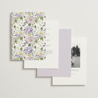 This is a wisteria foil stamped wedding invitations with foil pressed by Susan Moyal called timeless blooms printing on signature in standard