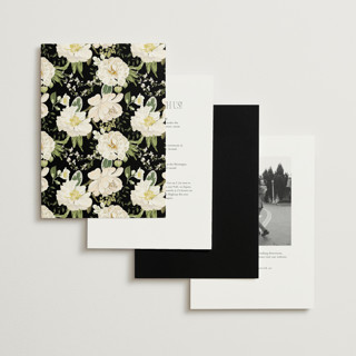 This is a tuxedo foil stamped wedding invitations with foil pressed by Susan Moyal called timeless blooms printing on signature in standard