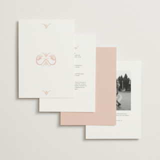 This is a blush foil stamped wedding invitations with foil pressed by Ani Somi called bella bellissima printing on signature in standard