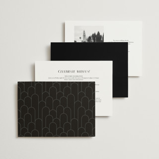 This is a midnight foil stamped wedding invitations with foil pressed by GeekInk Design called geometric deco printing on signature in standard