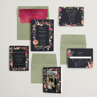 This is a twilight foil stamped wedding invitations with foil pressed by Susan Moyal called lush printing on signature in standard