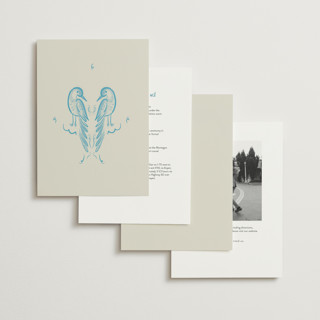 This is a cream blue foil stamped wedding invitations with foil pressed by Ani Somi called santa catalina printing on signature in standard