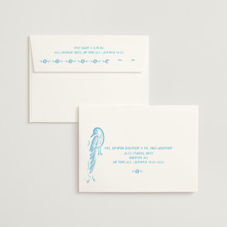 This is a cream blue foil stamped wedding invitations with foil pressed by Ani Somi called santa catalina printing on signature in standard