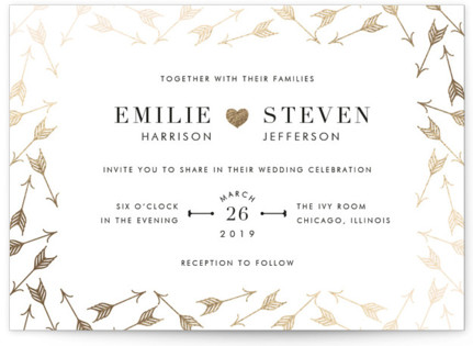 Arrow Frame Foil Pressed Wedding Invitations