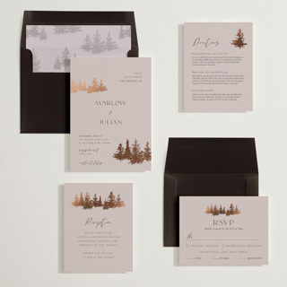 This is a mountain lavender foil stamped wedding invitations with foil pressed by Robin Ott called vista printing on signature in standard