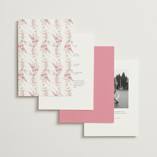 This is a spring foil stamped wedding invitations with foil pressed by Phrosné Barwood called meadow cross printing on signature in standard