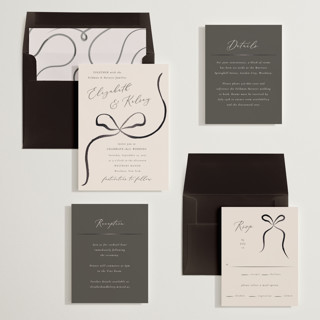 This is a tuxedo foil stamped wedding invitations with foil pressed by Corinne Malesic called bow printing on signature in standard