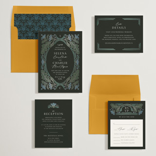 This is a bluebell foil stamped wedding invitations with foil pressed by Jen Owens called embellished printing on signature in standard