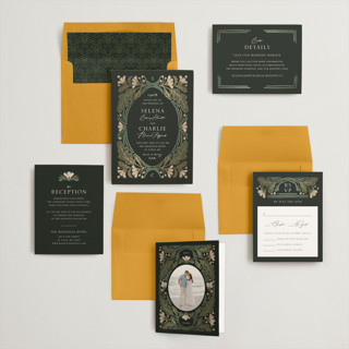 This is a lily foil stamped wedding invitations with foil pressed by Jen Owens called embellished printing on signature in standard