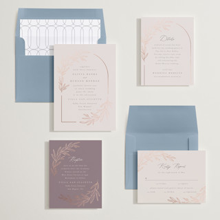 This is a iris foil stamped wedding invitations with foil pressed by Kristie Kern called bianca printing on signature in standard