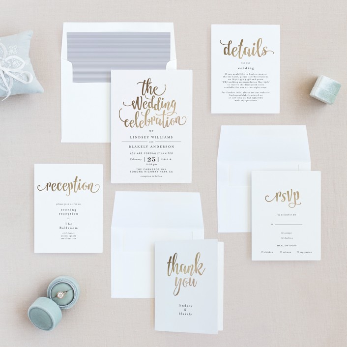 Love Letters Foil-Pressed Wedding Invitations by Phrosne Ras | Minted