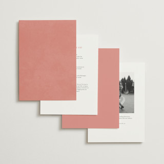 This is a coral foil stamped wedding invitations with foil pressed by Julie Hebert called birds of paradise printing on signature in standard