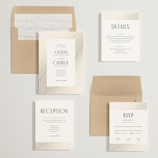 This is a snow foil stamped wedding invitations with foil pressed by Pixel and Hank called moderne printing on signature in standard