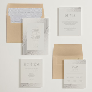 This is a pebble foil stamped wedding invitations with foil pressed by Pixel and Hank called moderne printing on signature in standard