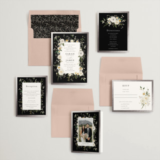 This is a quartz foil stamped wedding invitations with foil pressed by Susan Moyal called enchanting printing on signature in standard