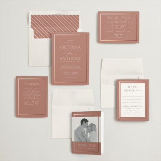 This is a rosewood foil stamped wedding invitations with foil pressed by Nicole Walsh called regal printing on signature in standard